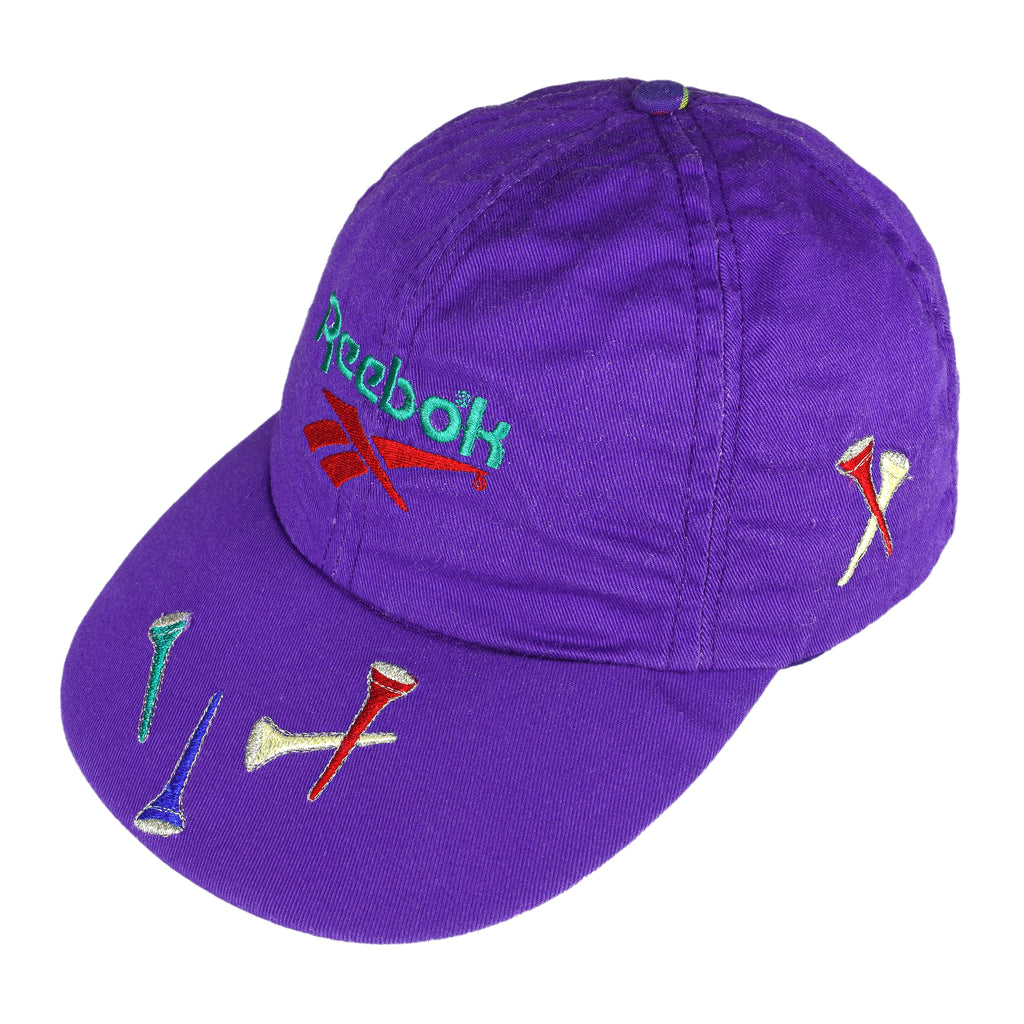 Reebok - Purple Spell-Out Fitted Hat 1990s Vintage Retro