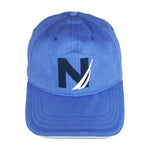 Nautica - Blue Big Logo Fitted Hat 1990s Small/Medium Vintage Retro