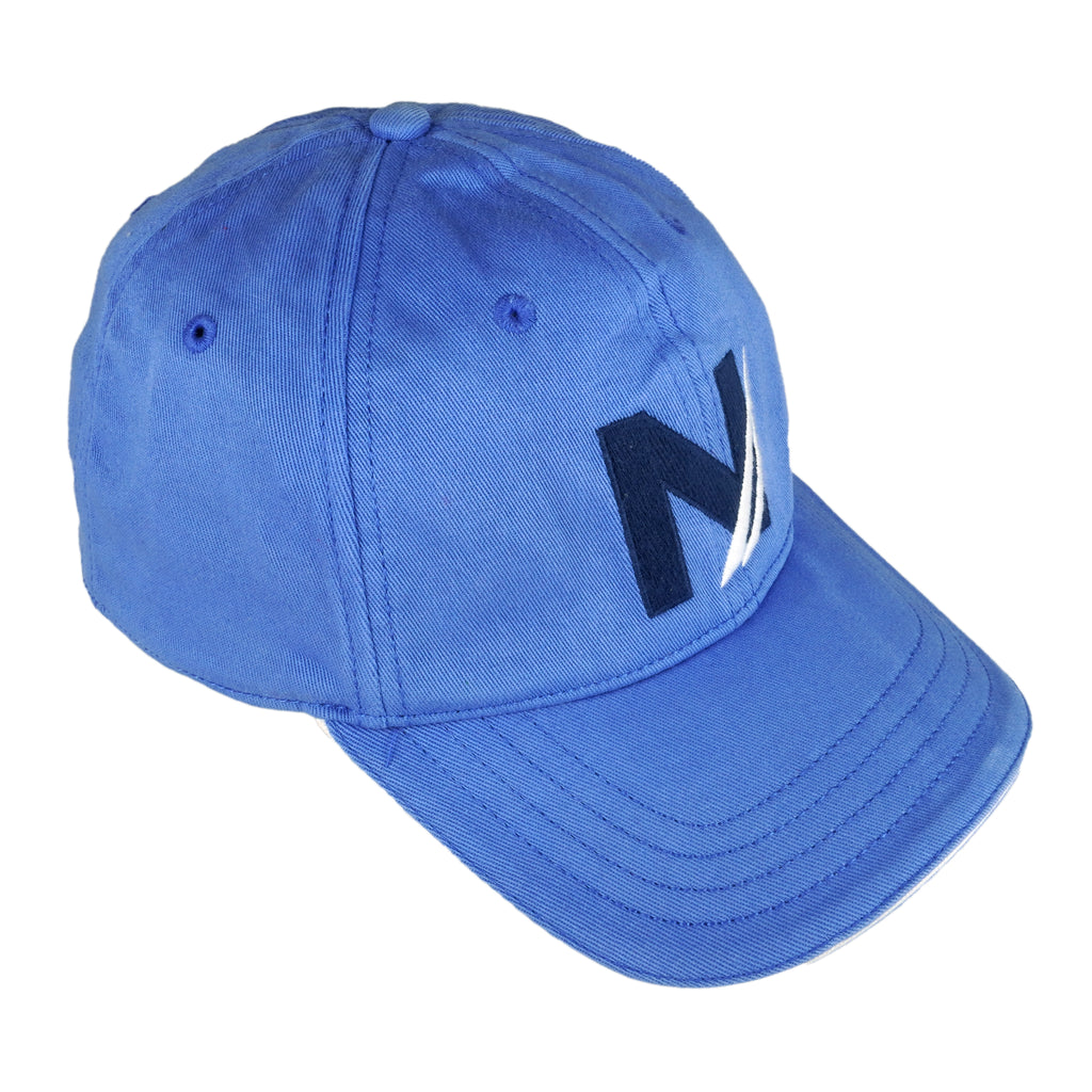 Nautica - Blue Big Logo Fitted Hat 1990s Small/Medium Vintage Retro