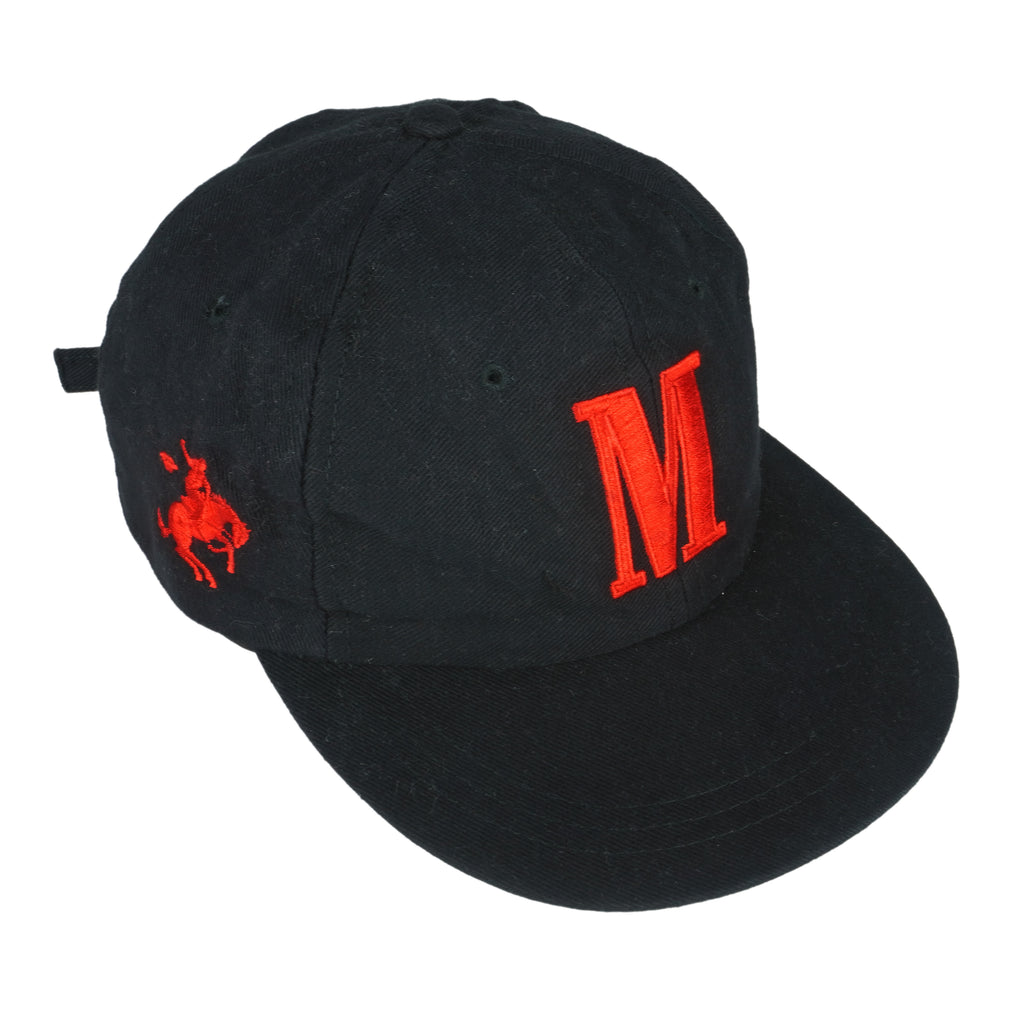 Marlboro (Vanguard) - Black Big Logo Strap Back Hat OSFA Vintage Retro