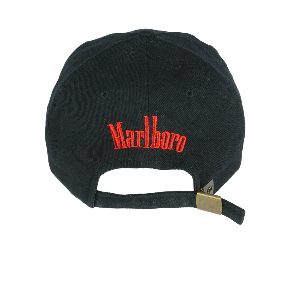 Marlboro (Vanguard) - Black Big Logo Strap Back Hat OSFA Vintage Retro