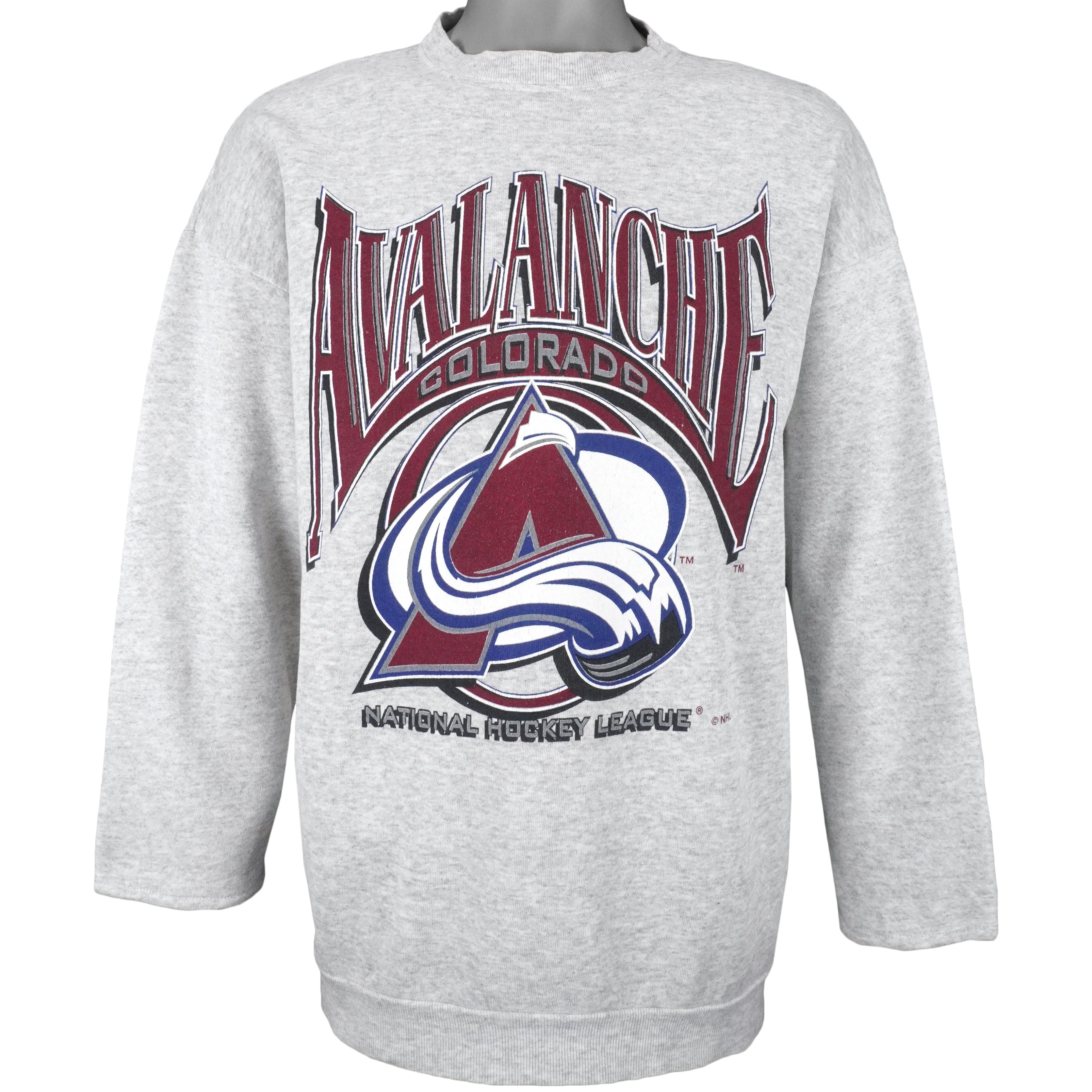 Colorado Avalanche 90's Retro NHL Crewneck Sweatshirt Sport Grey / S