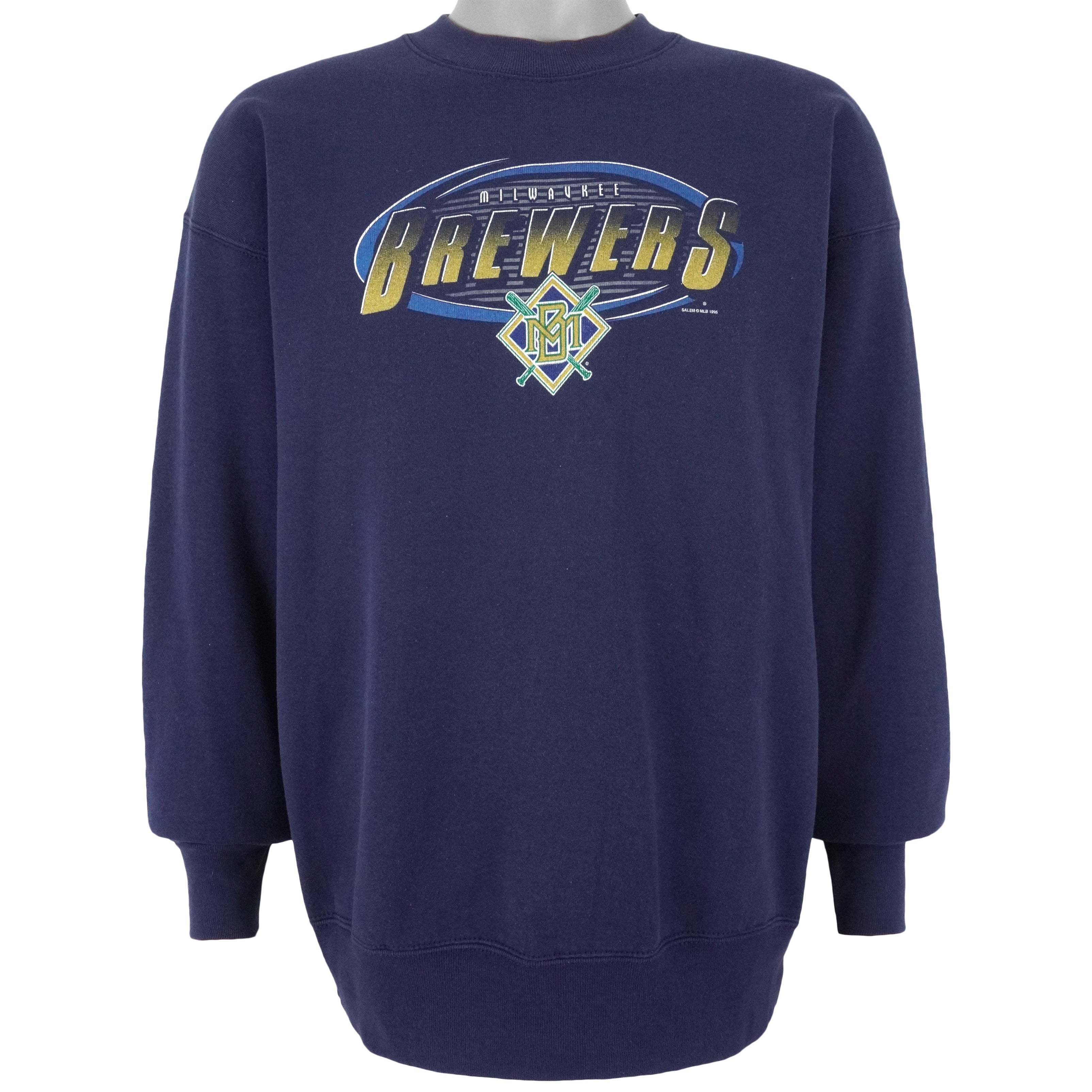 Vintage MLB (Pro Player) - Milwaukee Brewers Crew Neck Sweatshirt 1995 X-Large
