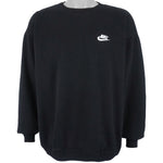 Nike - Black Classic Embroidered Logo Crew Neck Sweatshirt 1990s X-Large Vintage Retro