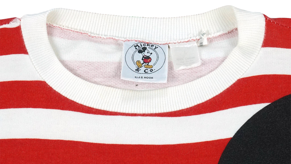 Disney - Red & White Mickey Big Logo Sweatshirt 1990s Large Vintage Retro