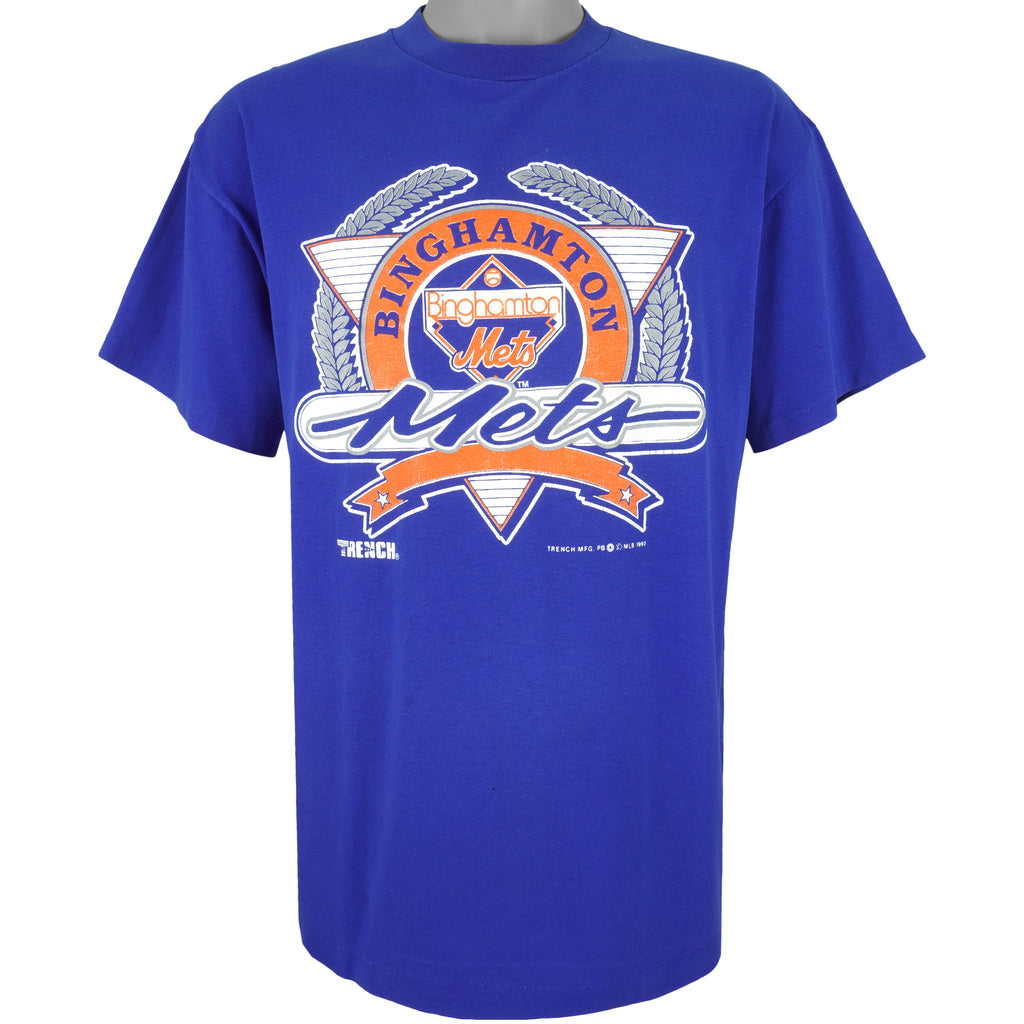 MLB (Trench) - Binghamton Mets Single Stitch T-Shirt 1992 X-Large Vintage Retro Baseball