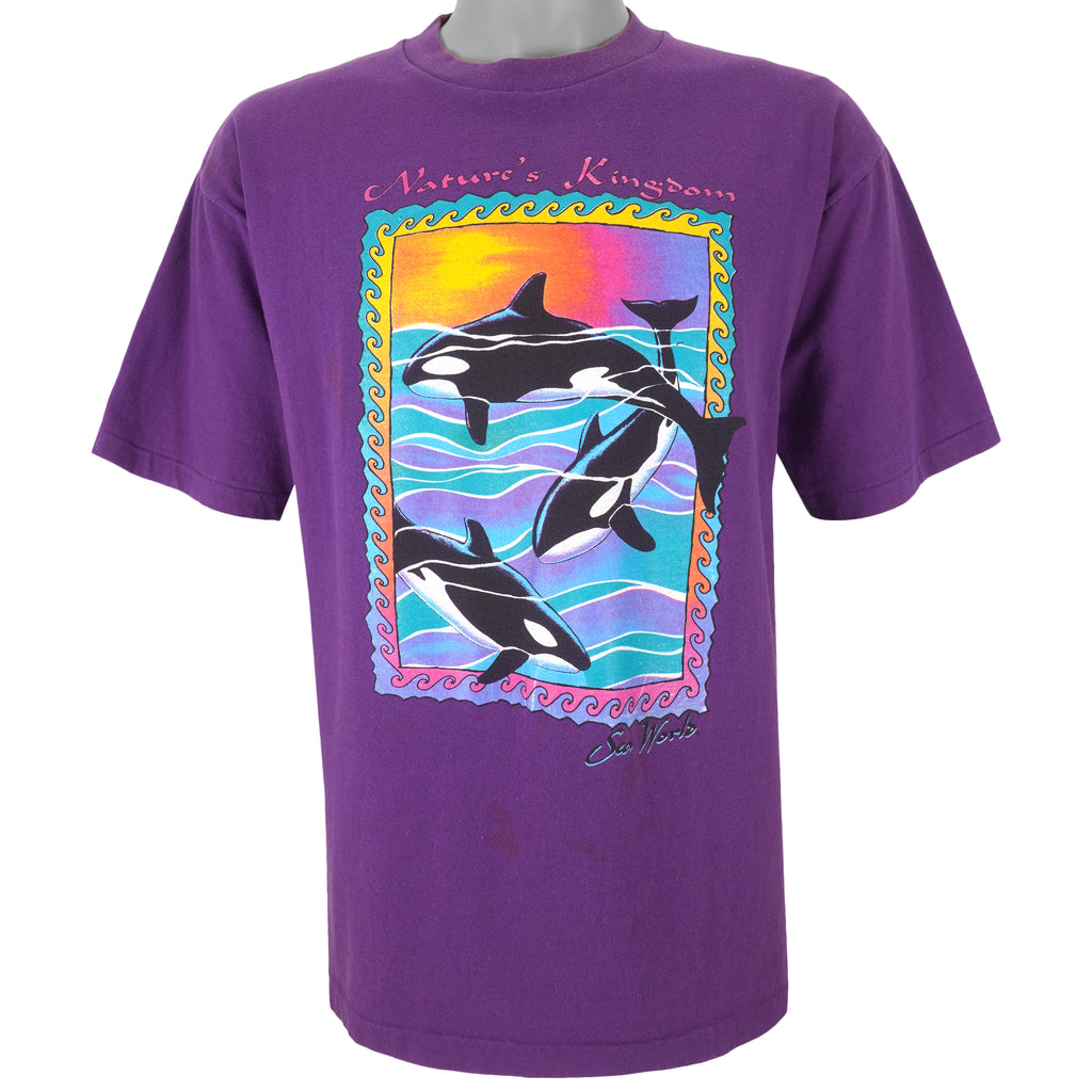 Vintage (Seasuns) - Nature's Kingdom Sea World Single Stitch T-Shirt 1990s Large Vintage Retro