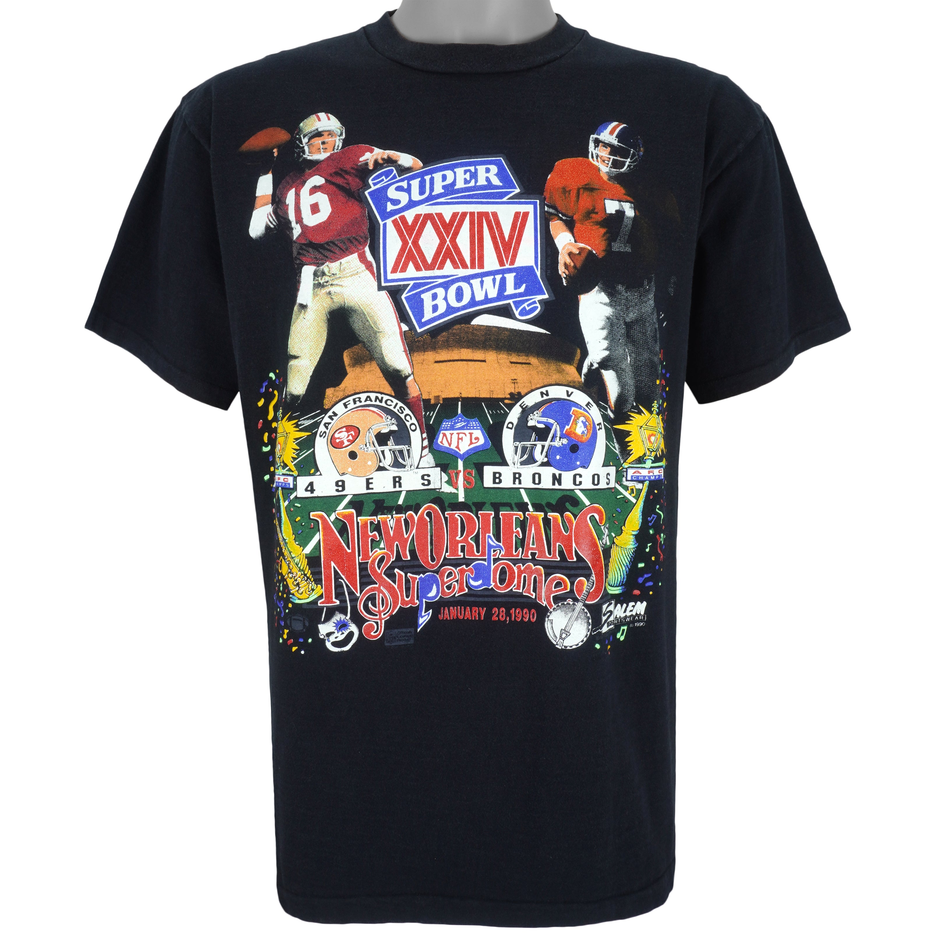 90s 49ers Broncos Super Bowl XXIV Montana Elway t-shirt Medium