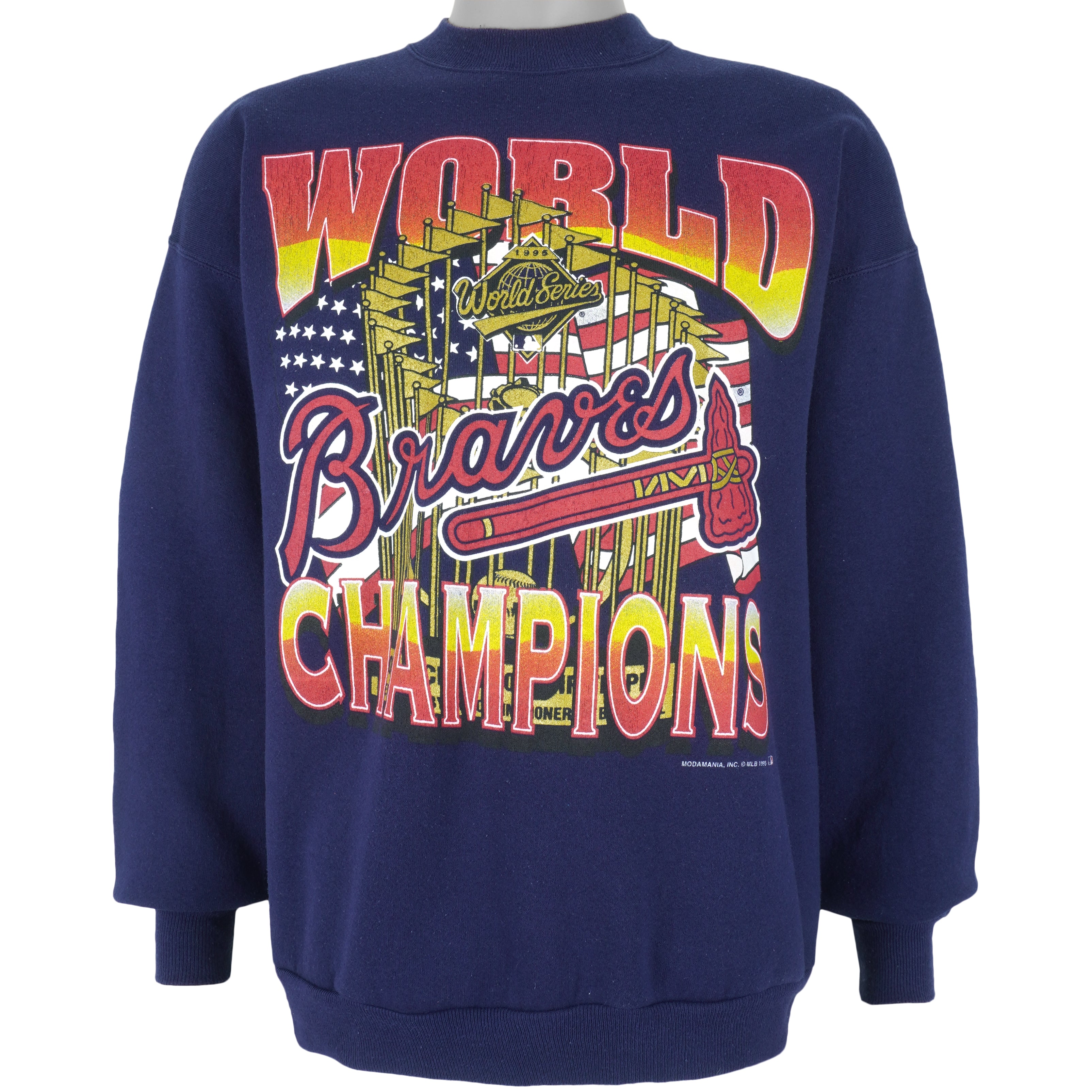 Vintage 1995 World champions Atlanta Braves MLB Crewneck sweatshirt. Made  in the USA. XL