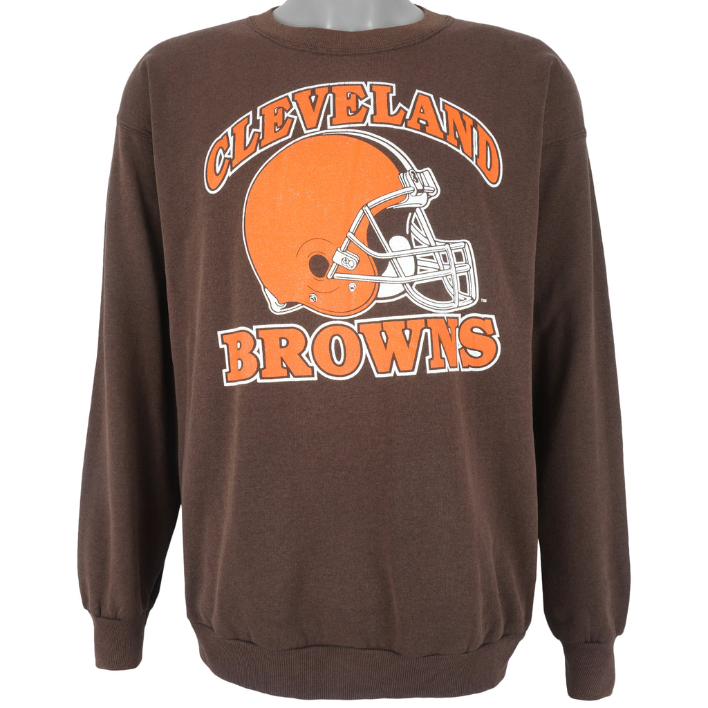 NFL (Trench) - Cleveland Browns Big Logo Crew Neck Sweatshirt 1990s X-Large Vintage Retro Football