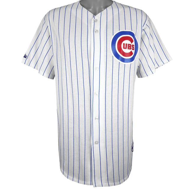 MLB (Majestic) - Chicago Cubs Pinstripe Baseball Jersey 1990s X-Large