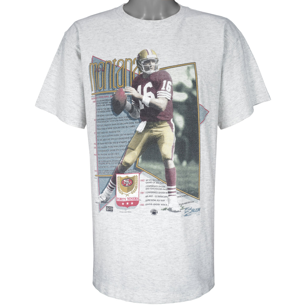 NFL (Salem) - 49ers Joe Montana Single Stitch T-Shirt 1990s X-Large Vintage Retro Football