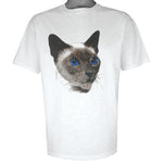 Vintage (Oneita) - Siamese Cat Animal Print T-Shirt 1990s Large