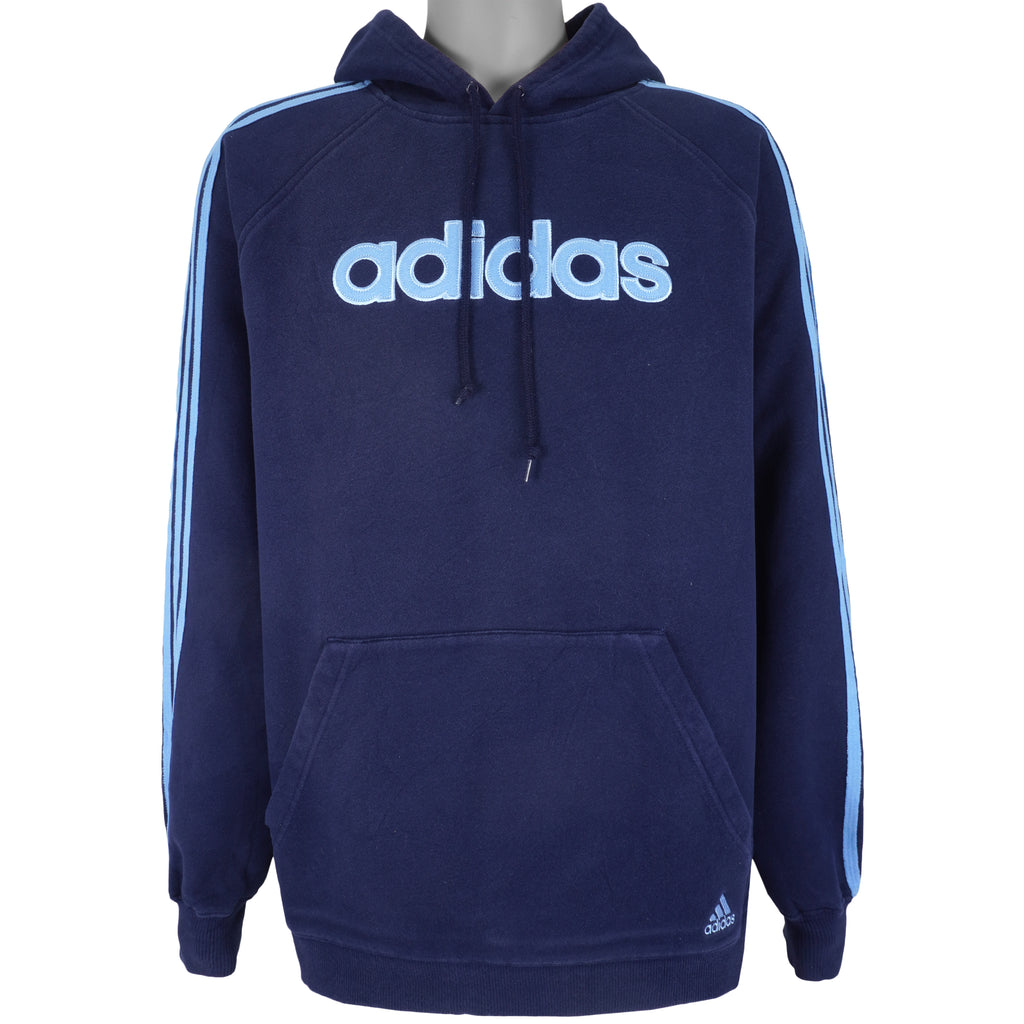 Adidas - Dark Blue Hooded Sweatshirt Large Vintage Retro