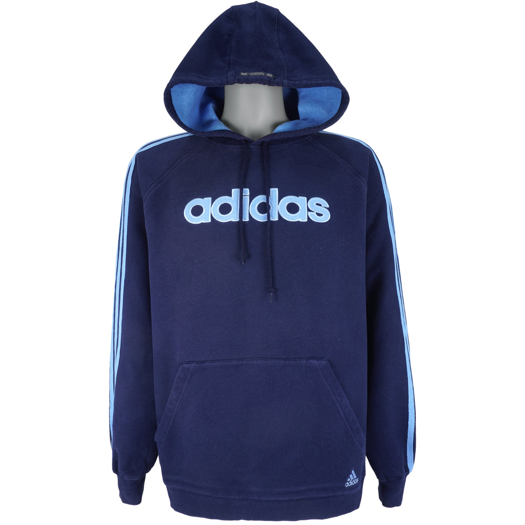 Adidas - Dark Blue Hooded Sweatshirt Large Vintage Retro