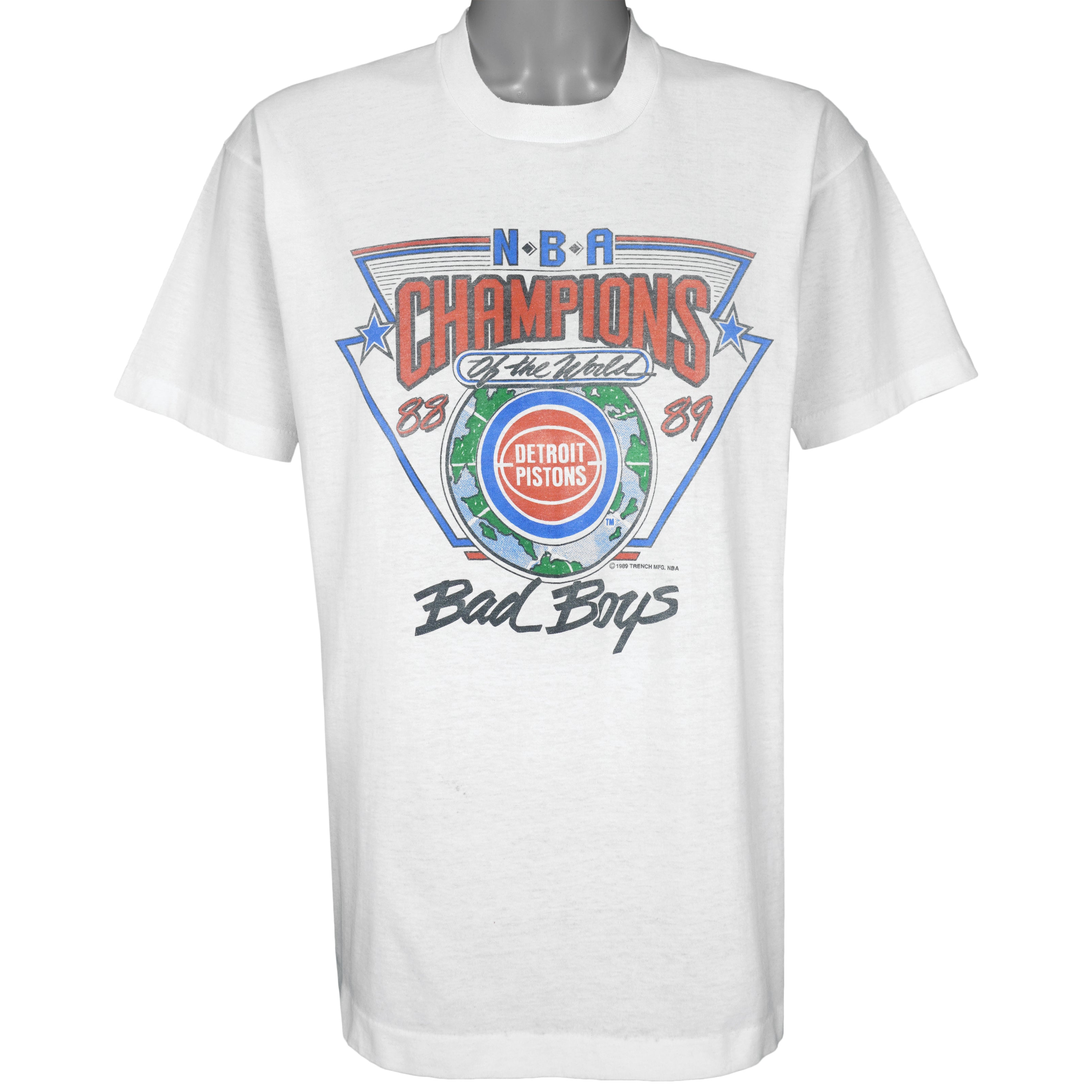 Vintage Detroit Pistons World Champions Salem T-shirt XL 1989 Nba Basketball