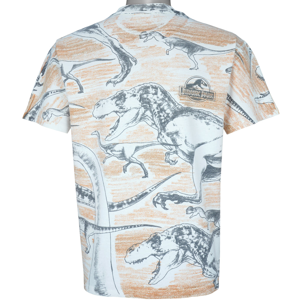 Vintage (Hanes) - Jurassic Park All Over Prints T-Shirt 1990s Large Vintage Retro