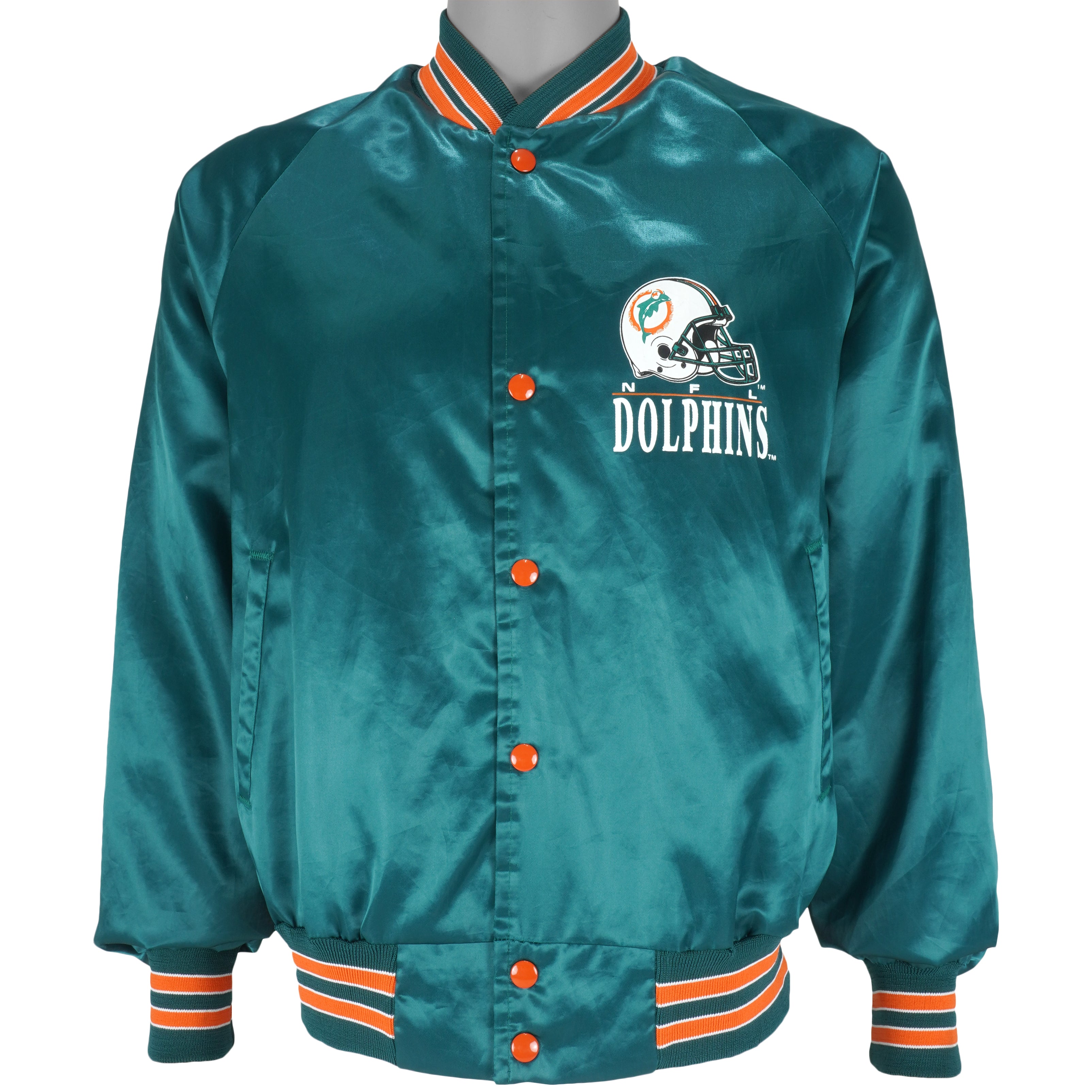 Sold *as-is* 1990s Miami Dolphins Embroidered Satin Jacket