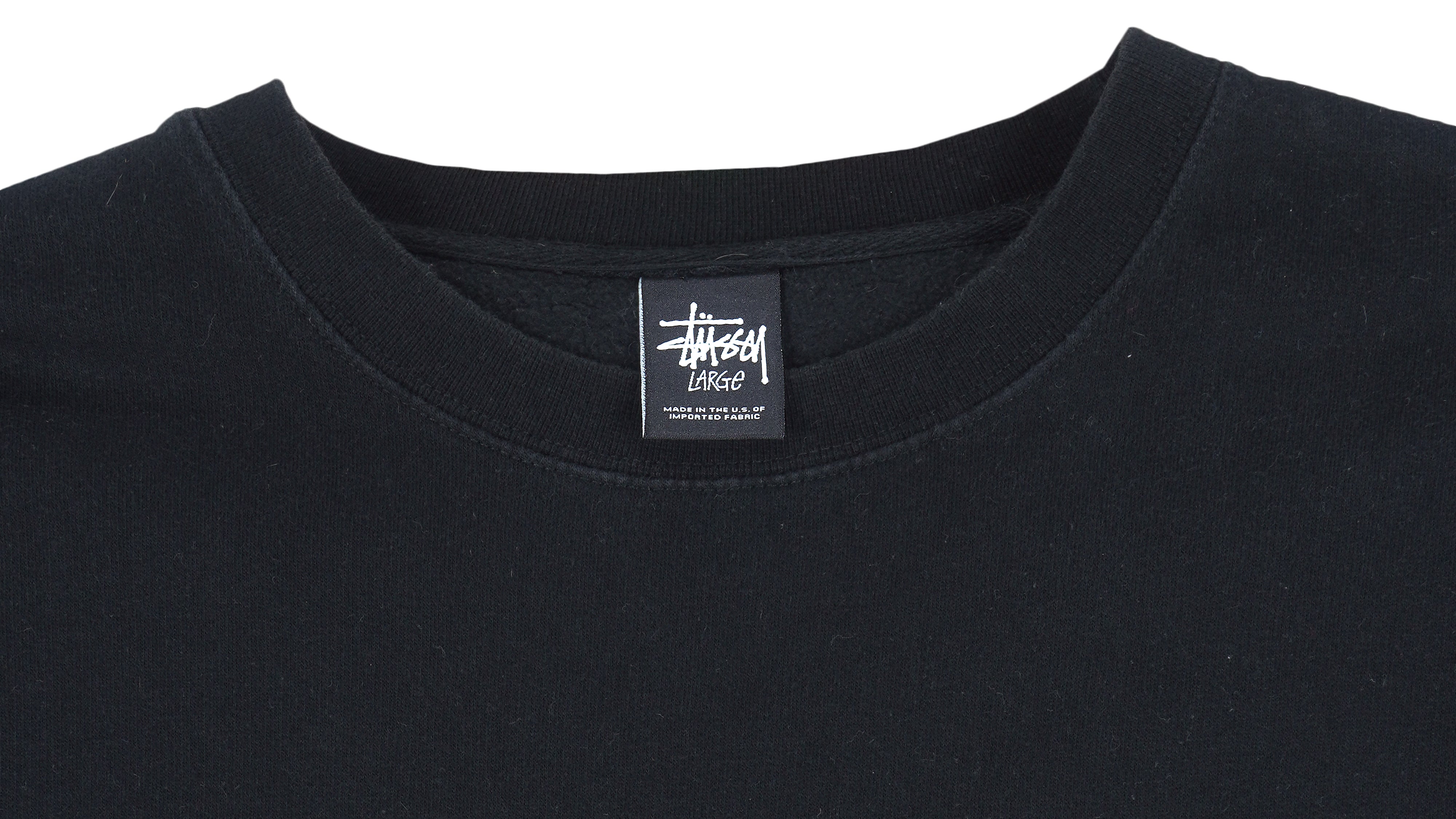 Vintage Stussy - Black Spell-Out Crew Neck Sweatshirt 2002 Large