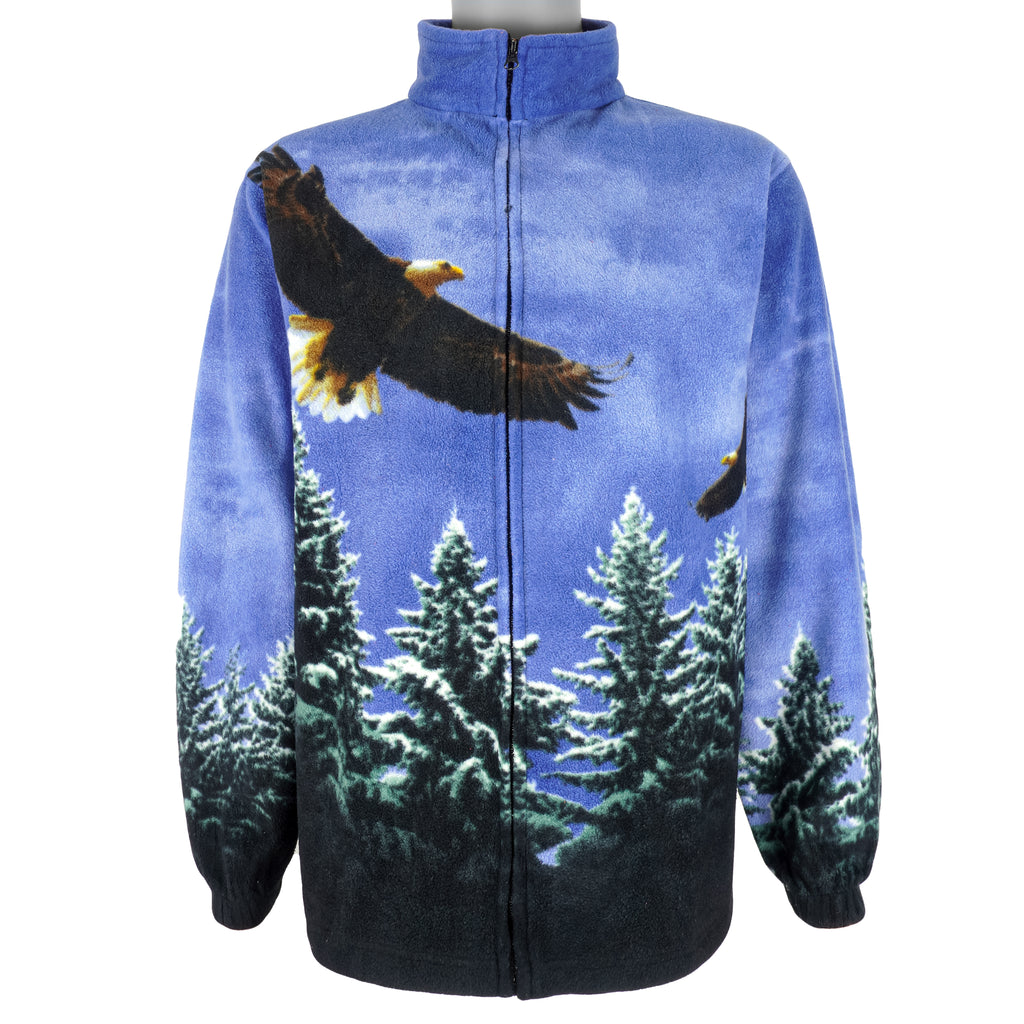 Vintage (Trail Crest) -  Blue Eagles Zip-Up Fleece Sweatshirt 1990s Large Vintage Retro