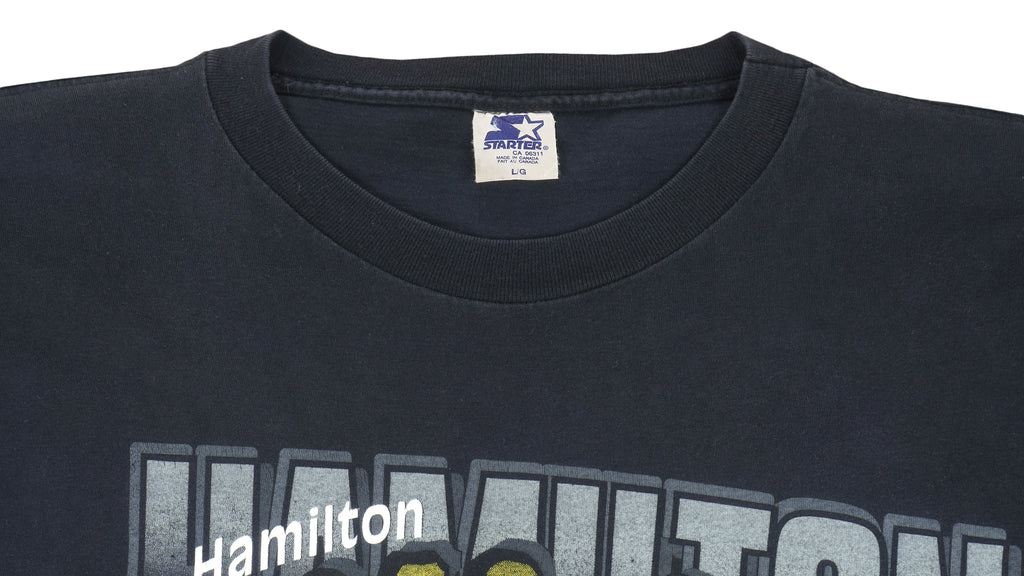 Starter - Black Hamilton Tiger-Cats T-Shirt 1989 Large Vintage Retro Football