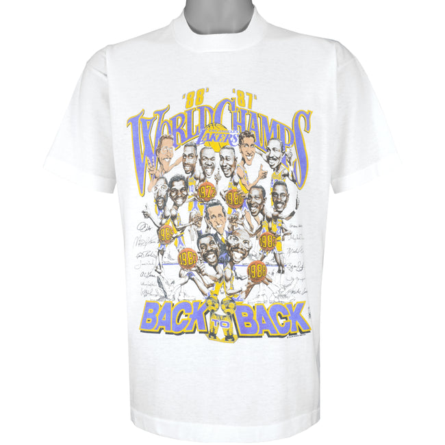 Vintage 1988 Los Angeles La Lakers Back to Back Champions Charicature Tshirt - Medium Available Medium