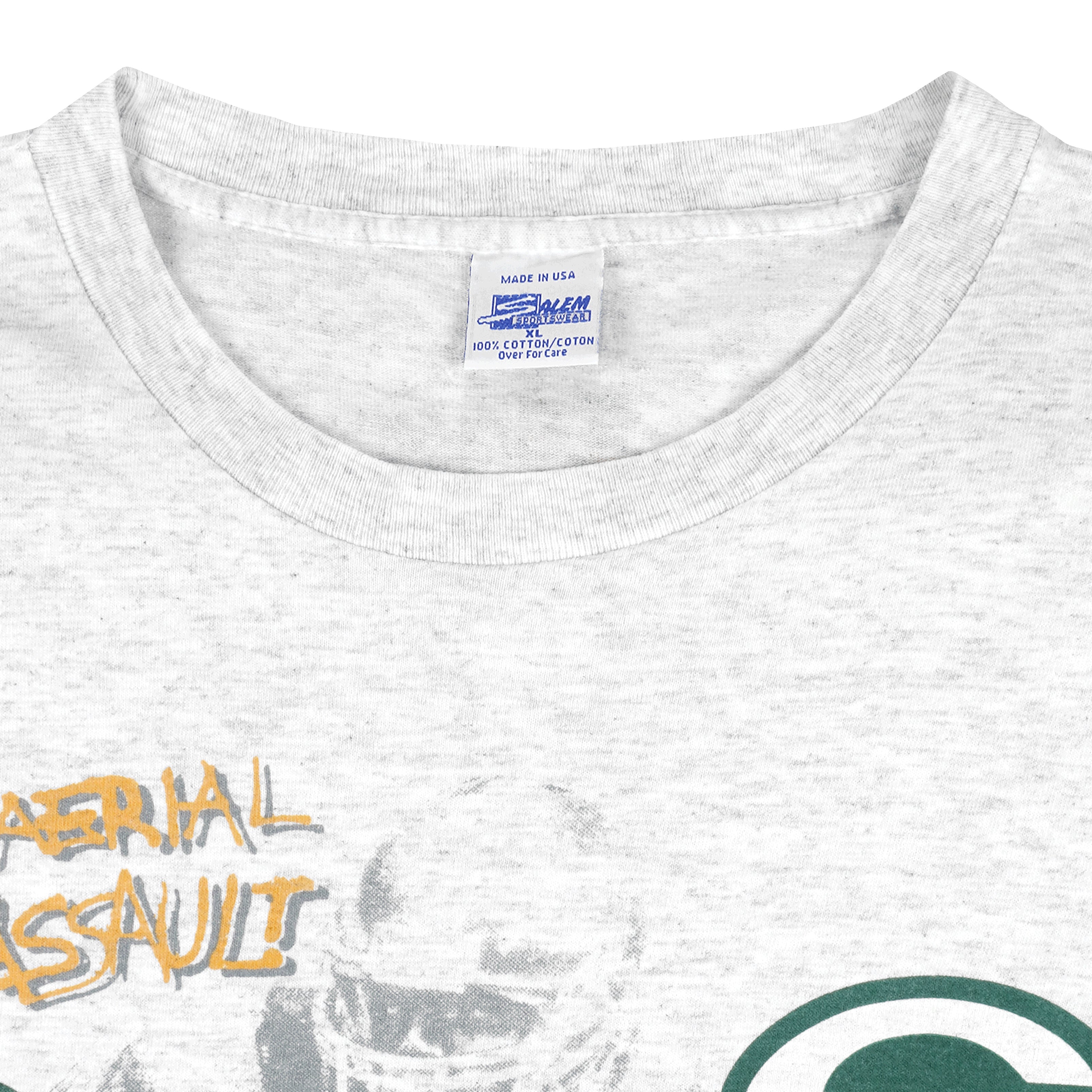 Green Bay Packers T Shirt Vintage Caricature 90's NFL Football White Cotton  Tee