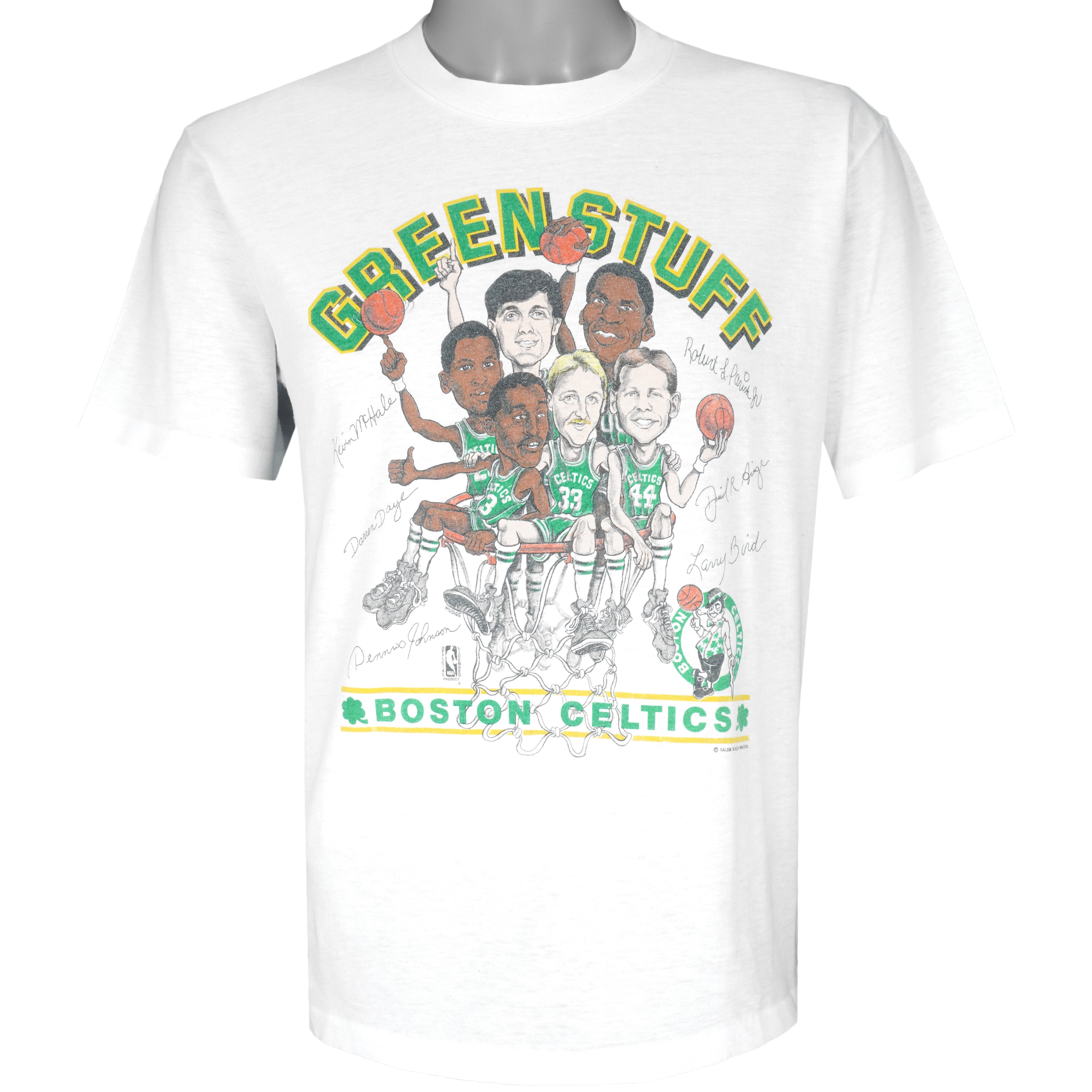 Boston Celtics Caricature Green Stuff Shirt - High-Quality Printed Brand