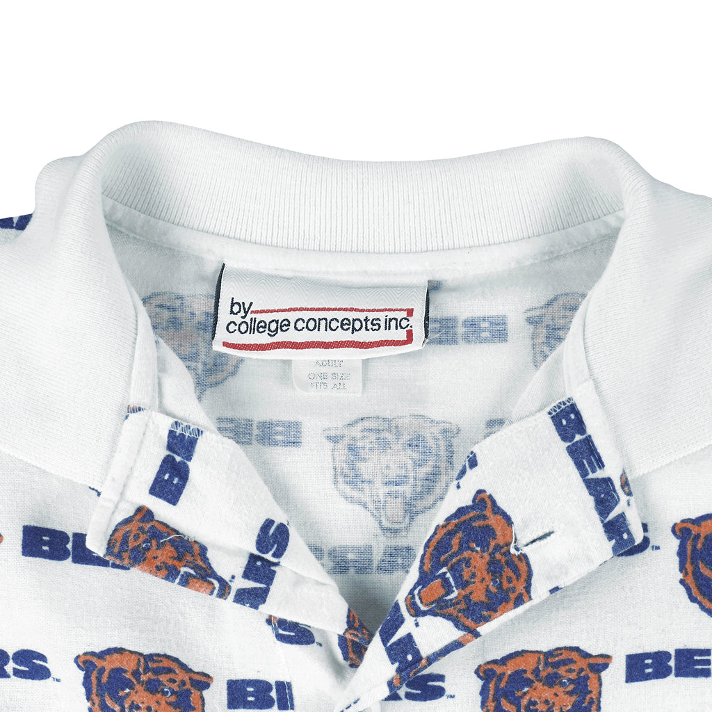NFL - Chicago Bears 1/4 Button Monogram Polo T-Shirt 1990s X-Large Vintage Retro Football