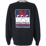 Nautica - Black Big Logo Sweatshirt 1990s Large Vintage Retro