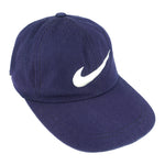 Nike - Navy Blue Big Logo Adjustable Hat 1990s OSFA Vintage Retro