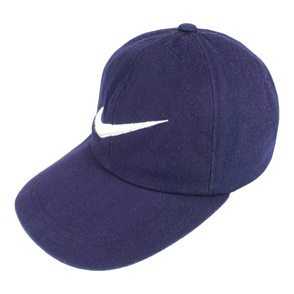 Nike - Navy Blue Big Logo Adjustable Hat 1990s OSFA Vintage Retro