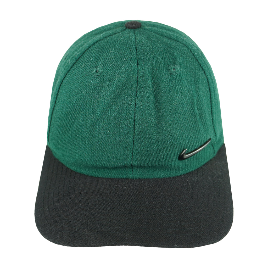 Nike - Black & Green Big Logo Adjustable Hat 1990s OSFA Vintage Retro