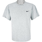 Nike - Grey Classic Embroidered T-Shirt 1990s Medium