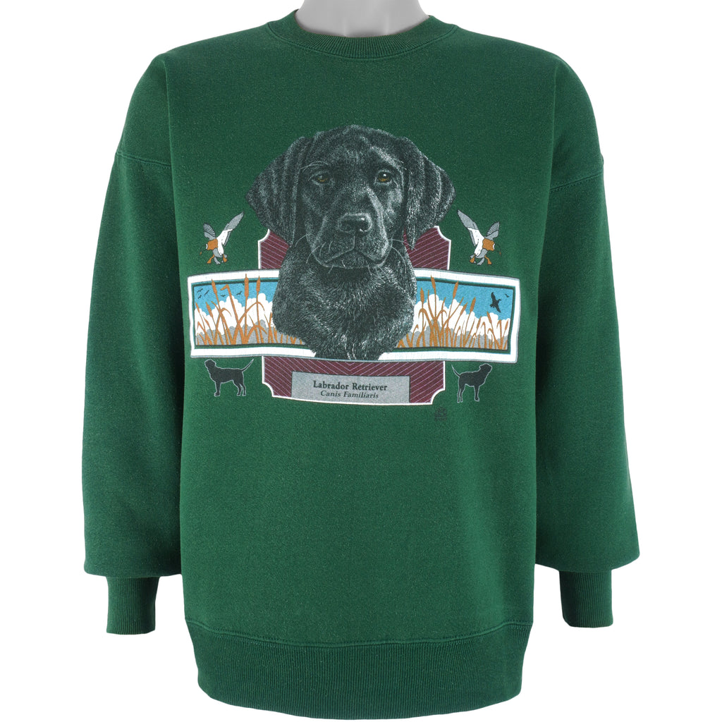 Vintage (Lee) - Green Labrador Retriever Sweatshirt 1990s Large Vintage Retro