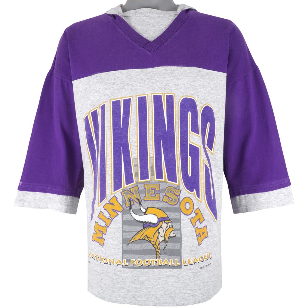 NFL (Artex) - Minnesota Vikings  Hooded Jersey 1992 Large Vintage Retro Football