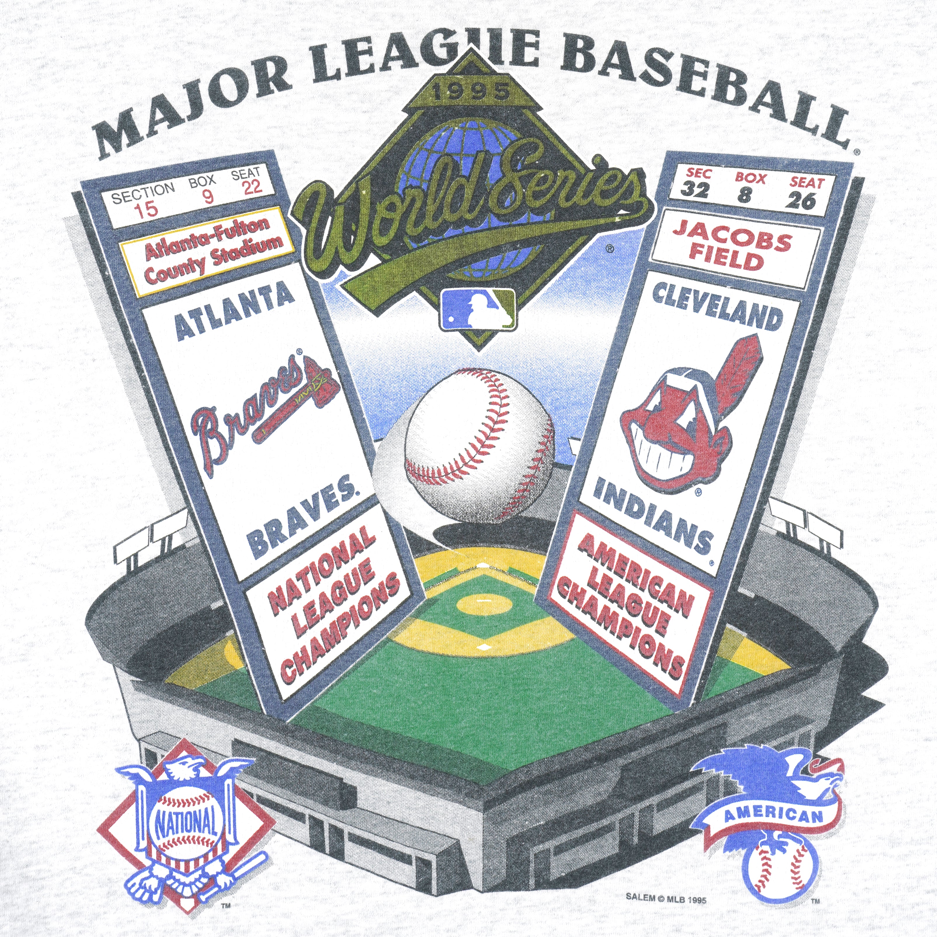 Vintage 1995 Atlanta Braves T Shirt World Series Champions Baseball  Cleveland