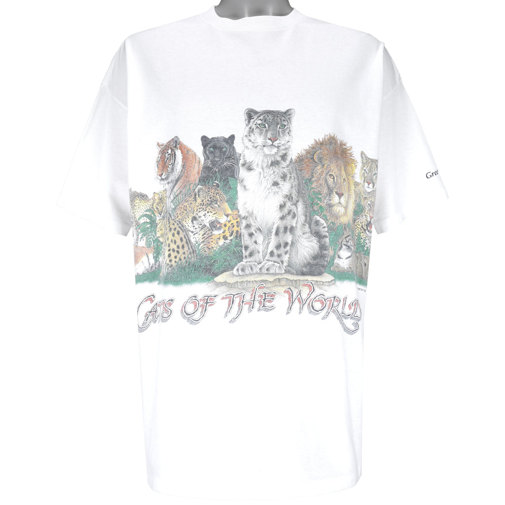 Vintage (Signal Sports) - Cats of The World T-Shirt 1990s X-Large Vintage Retro