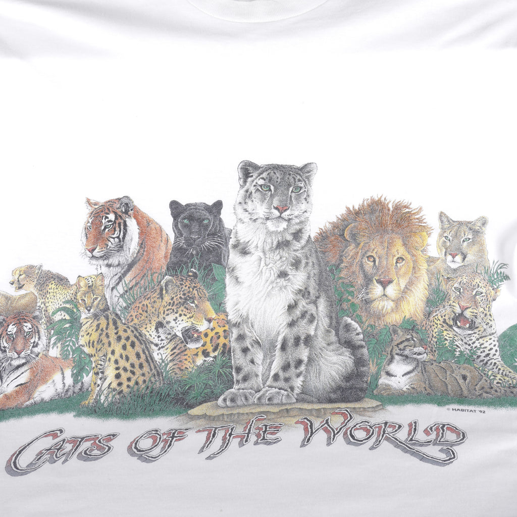 Vintage (Signal Sports) - Cats and The World T-Shirt 1990s X-Large Vintage Retro