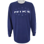 Nike - Blue Big Spell-Out Crew Neck Sweatshirt 1990s X-Large Vintage Retro