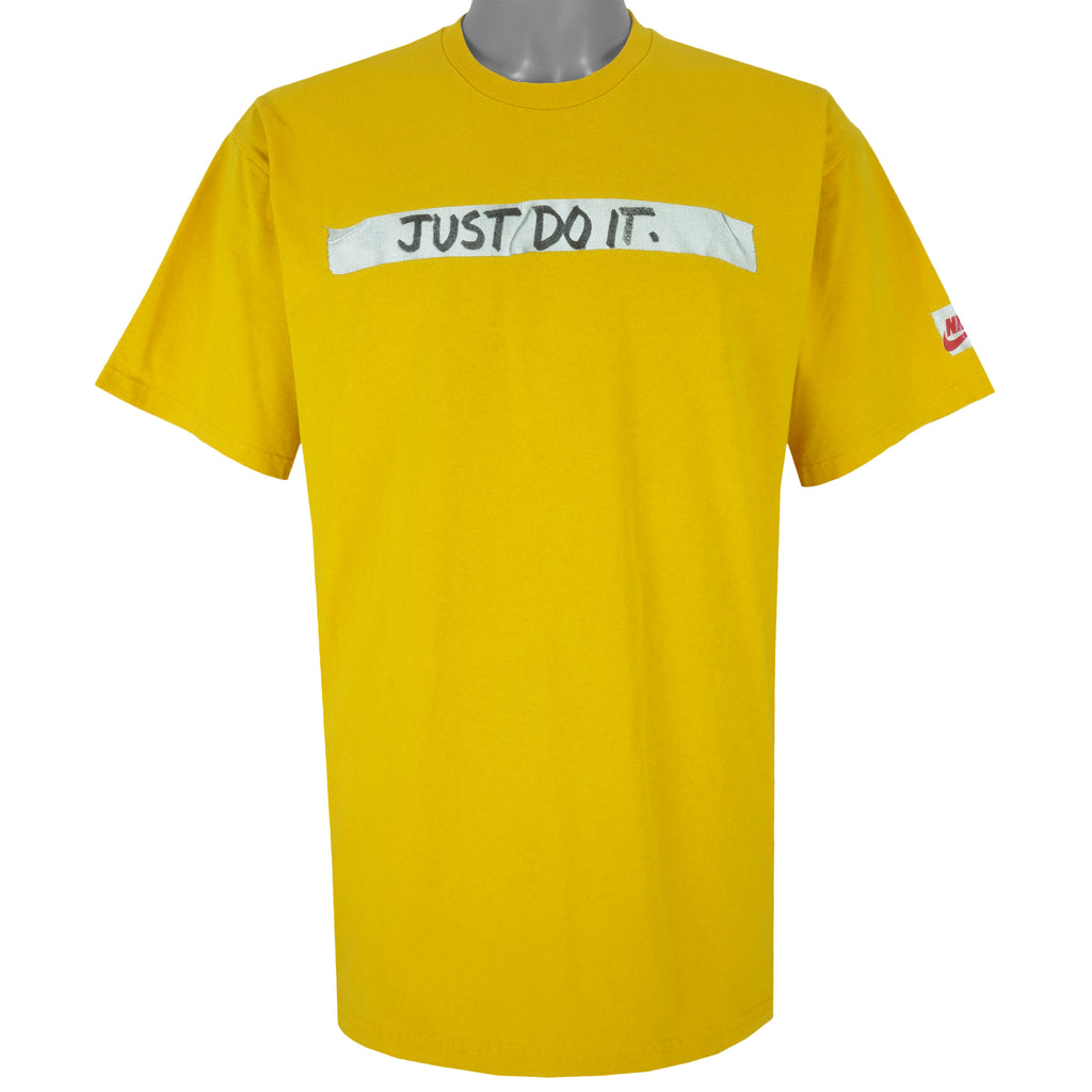 Nike - Yellow Just Do It T-Shirt 1990s Large Vintage Retro