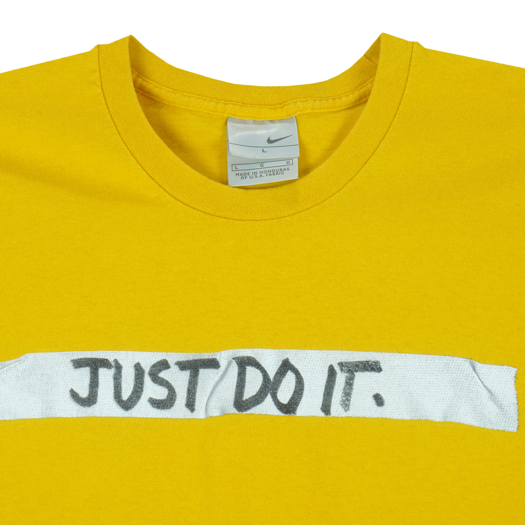 Nike - Yellow Just Do It T-Shirt 1990s Large Vintage Retro