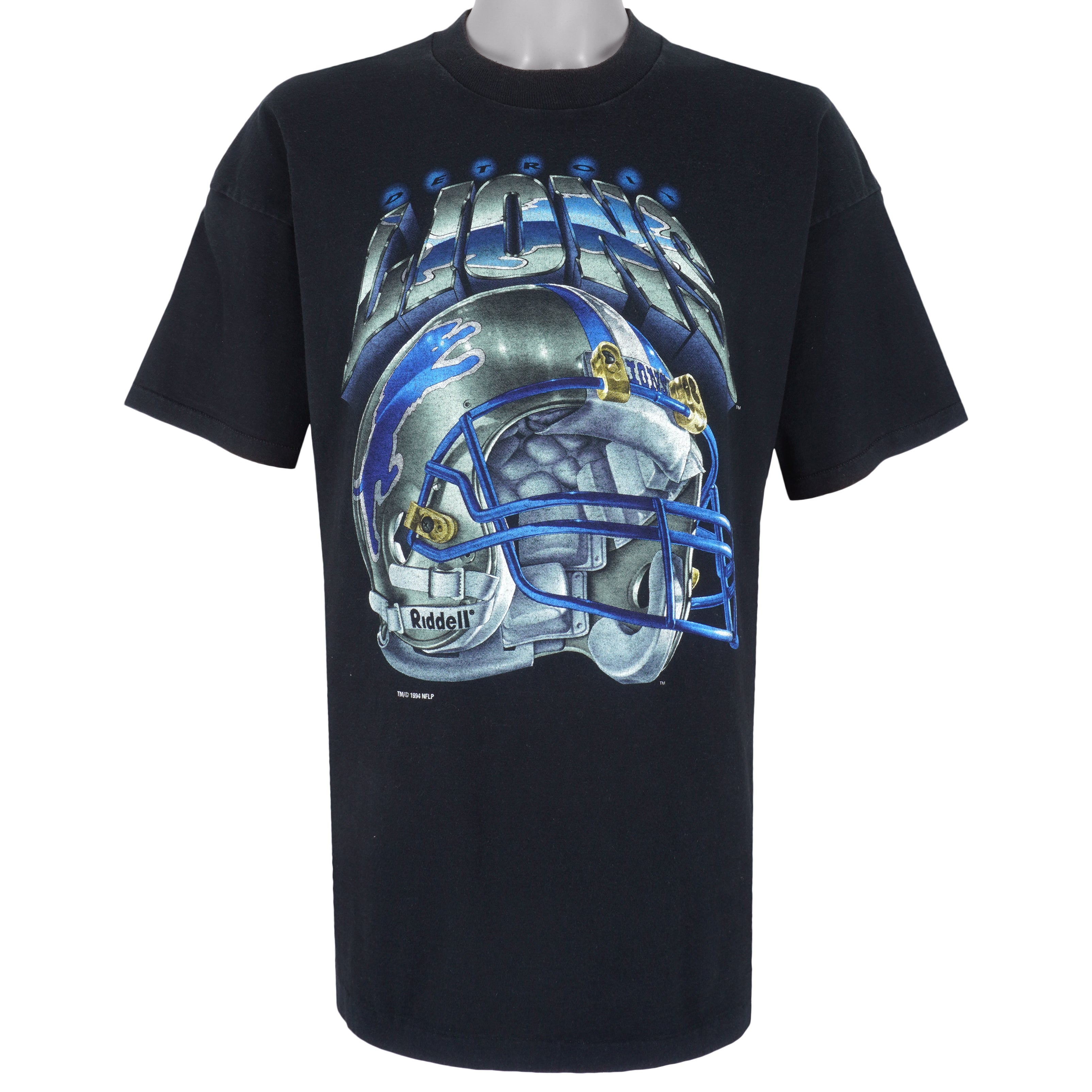 90s Detroit Lions Distressed Skyline Helmet T-Shirt