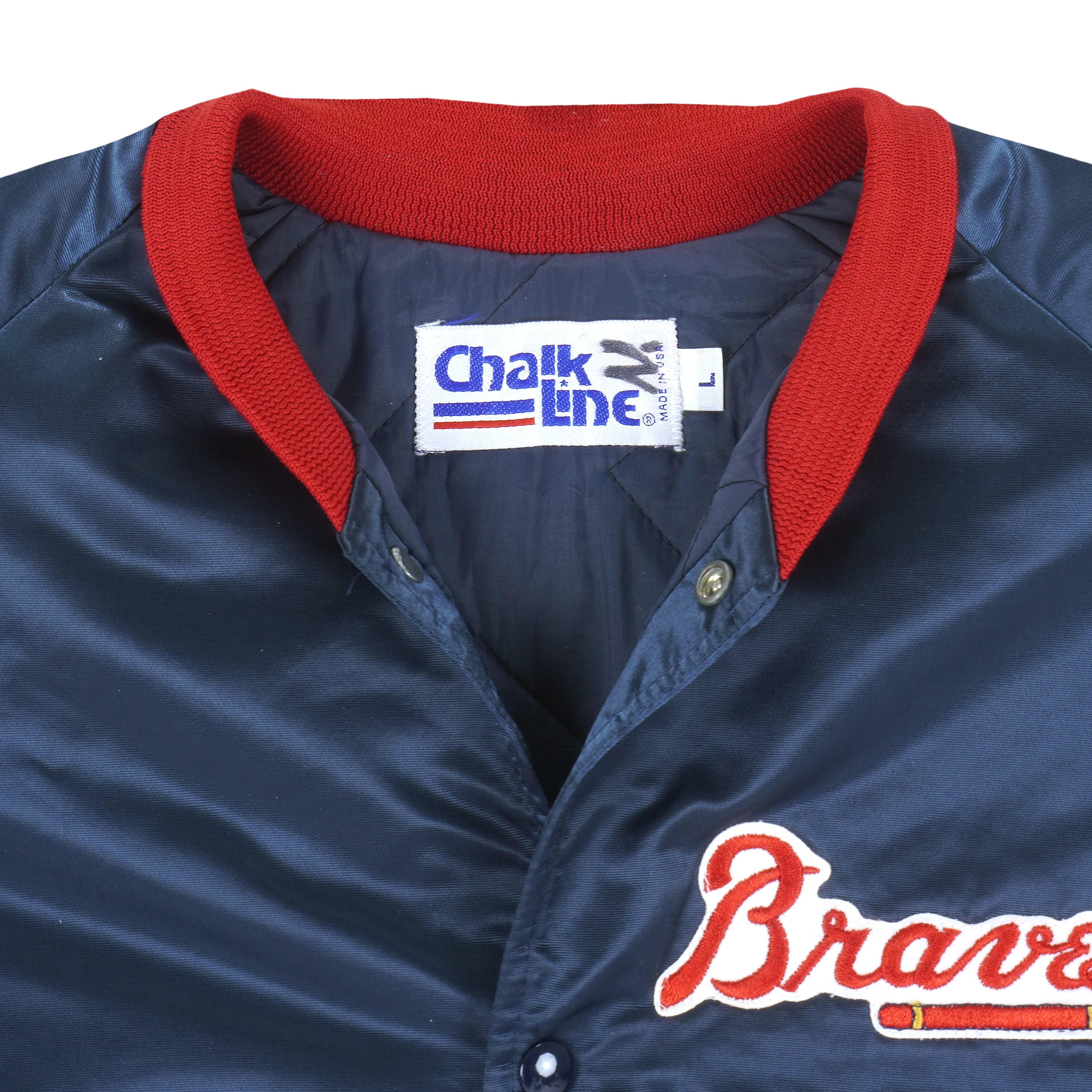 MLB Atlanta Braves Big Logo Red Satin Jacket