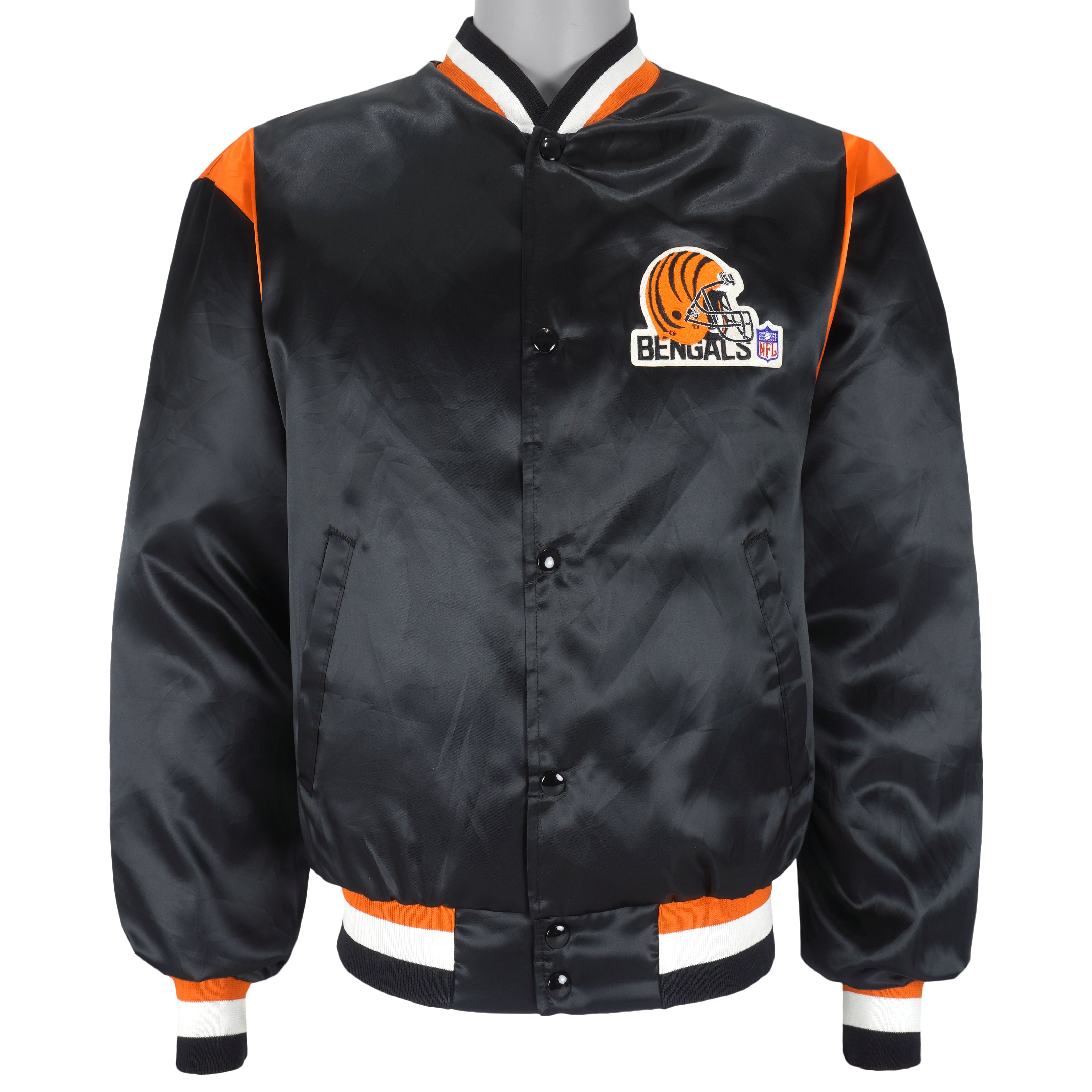 VTG Chalk Line Cincinnati Bengals Satin Jacket Black/orange 