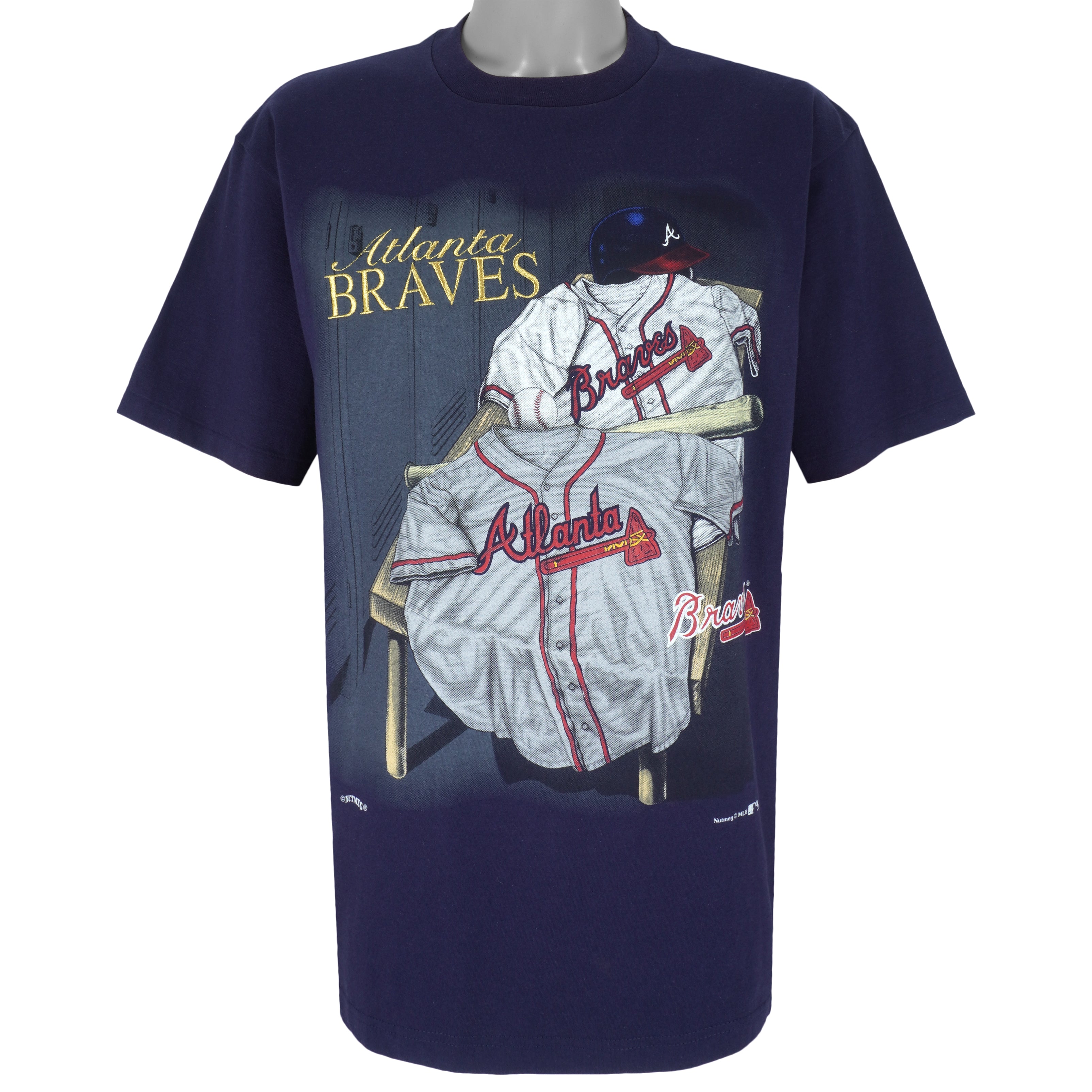MLB 1997 Atlanta Braves Front Back Single Stitch T-Shirt USA Made (L)