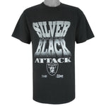 NFL (Salem) - Los Angeles Raiders Silver & Black Attack T-Shirt 1990 Large
