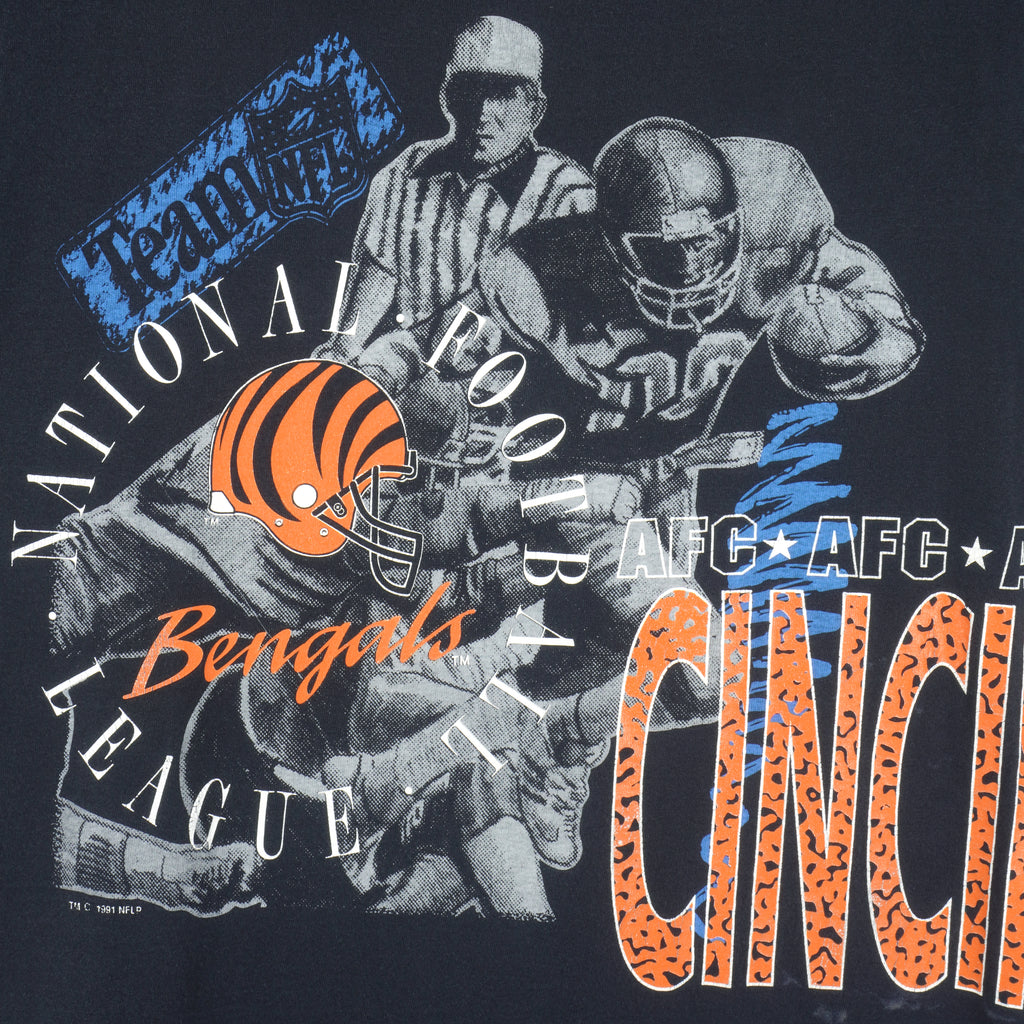 NFL (Logo 7) - Cincinnati Bengals T-Shirt 1991 Large Vintage Retro Football
