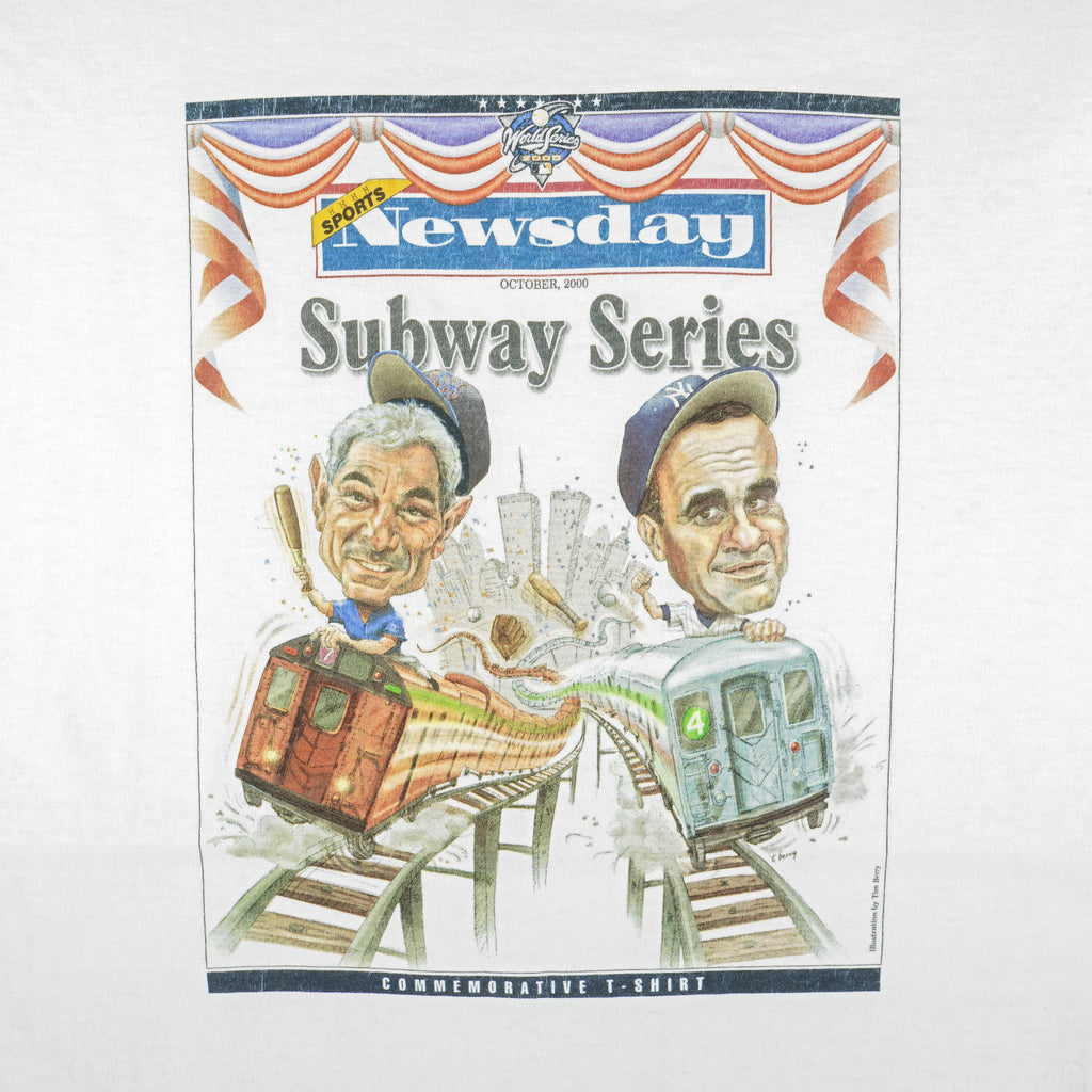 MLB - Yankees X  Mets Subway Series Caricature T-Shirt 2000 Large Vintage Retro Baseball