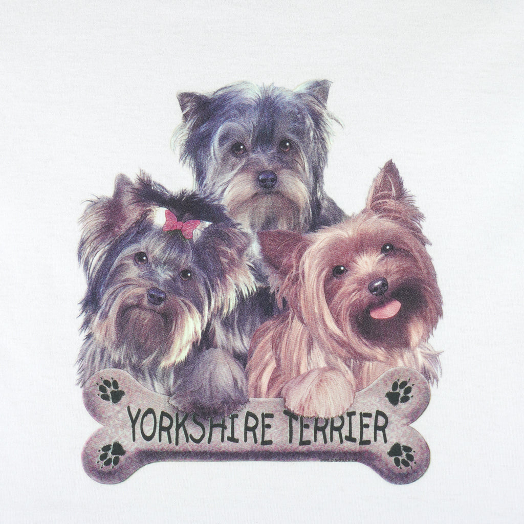 Vintage (Jerzees) - Yorkshire Terrier Dog Breed Single Stitch T-Shirt 1990s X-Large